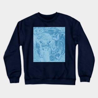Ghostly alpaca with butterflies in snorkel blue Crewneck Sweatshirt